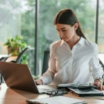 Woman Working On Laptop In Office - representing Client Rights and Protection